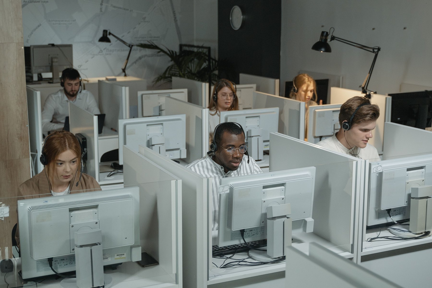 Customer support team using software